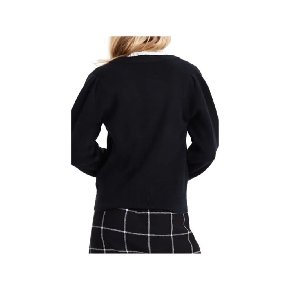Madewell Black V-Neck Pullover Sweater Preppy Academia School Girl
